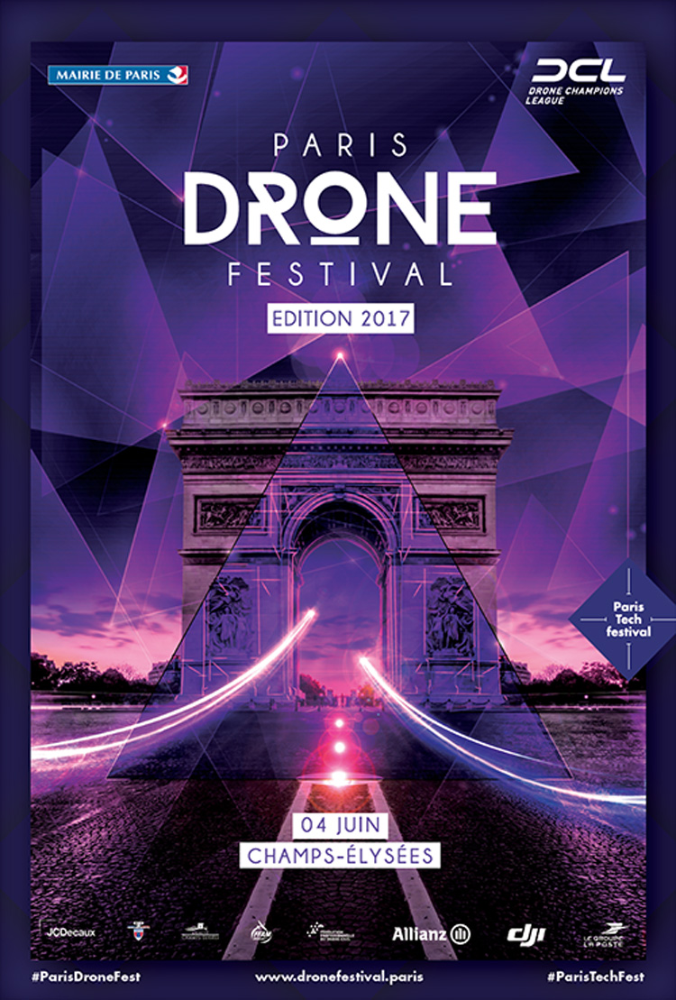 DCL dronerace op 4 juni 2017 op Champs-Élysées in Parijs