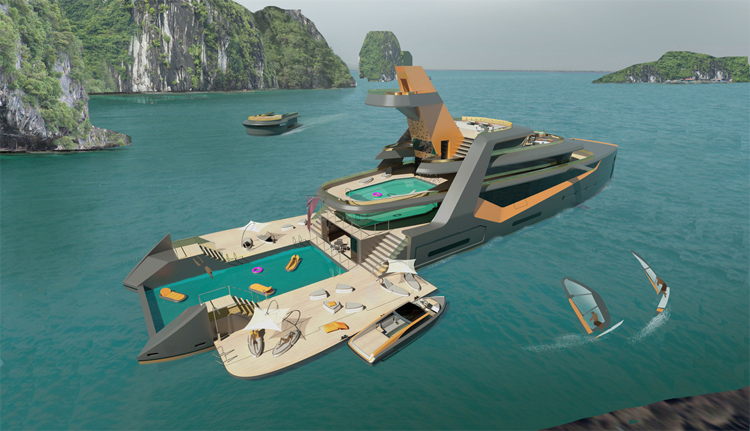 Futuristisch jacht concept komt met 4-persoons drone Futuristisch jacht concept komt met 4-persoons drone